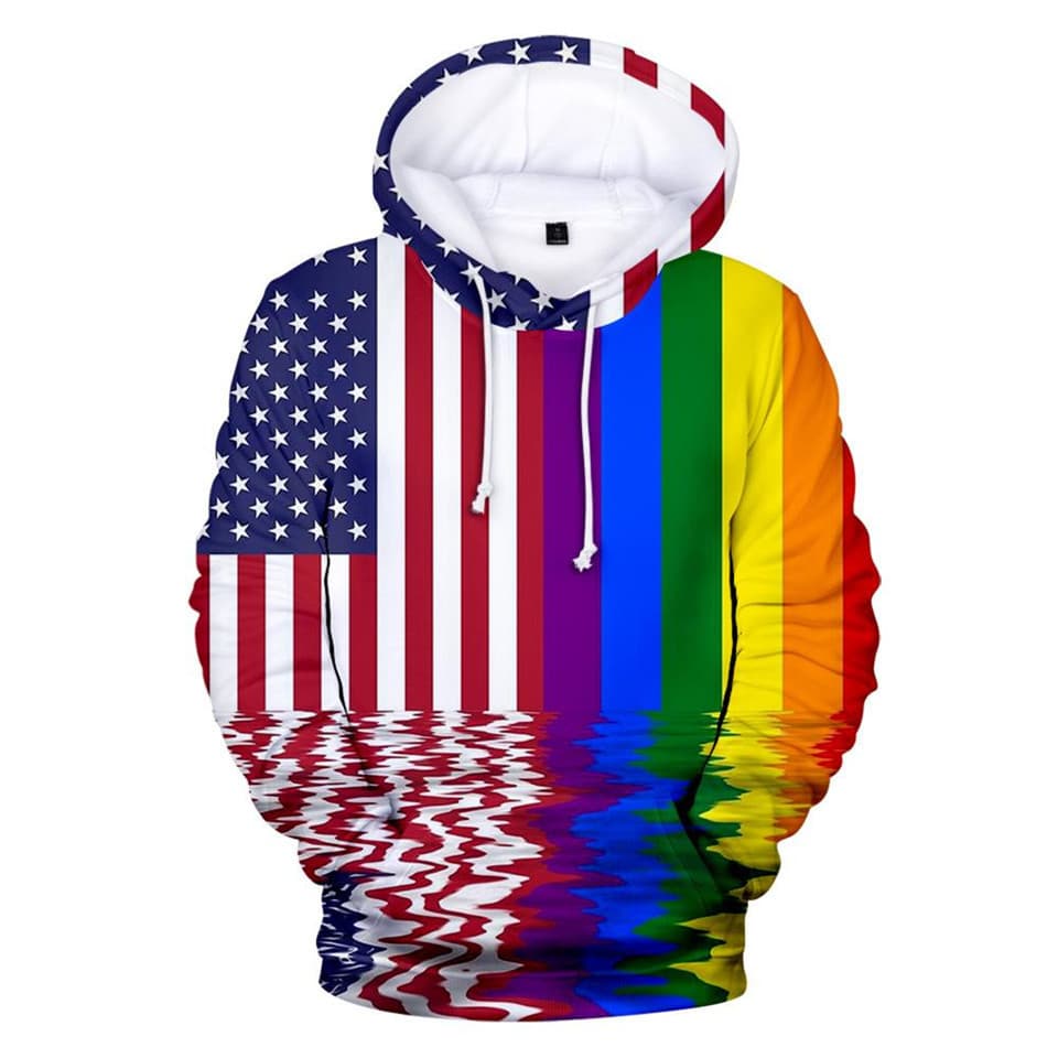 2026 New Colorful Striped 3D Digital Print Pullover Hoodie Trendy Loose-Fitting Unisex Hooded Sweatshirt