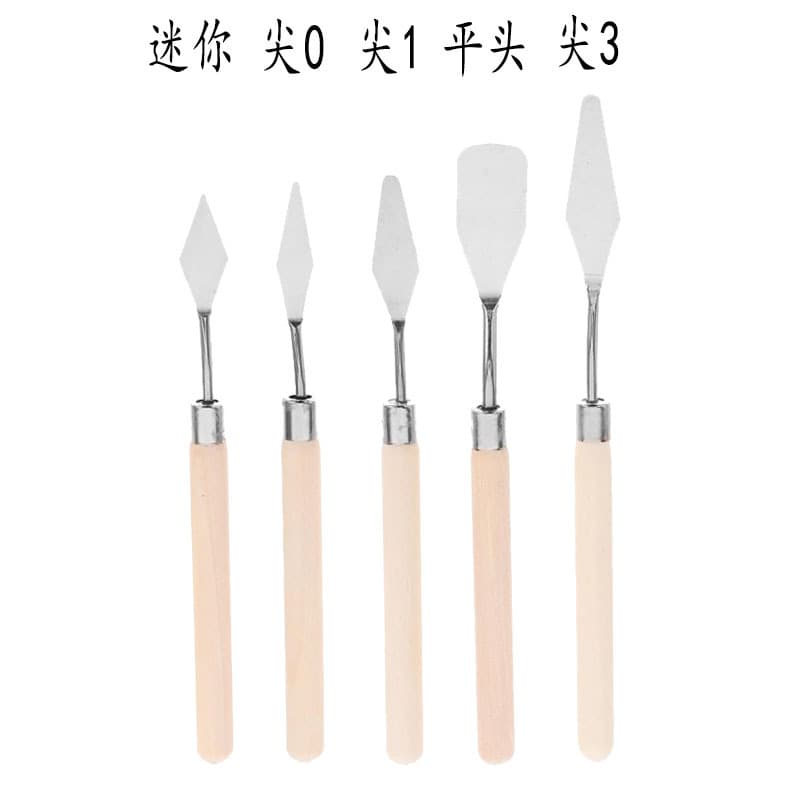 New Stainless Steel Oil Painting Palette Knife, Gouache Scraper, 5-Piece Set, Export Cross-Border Supply
