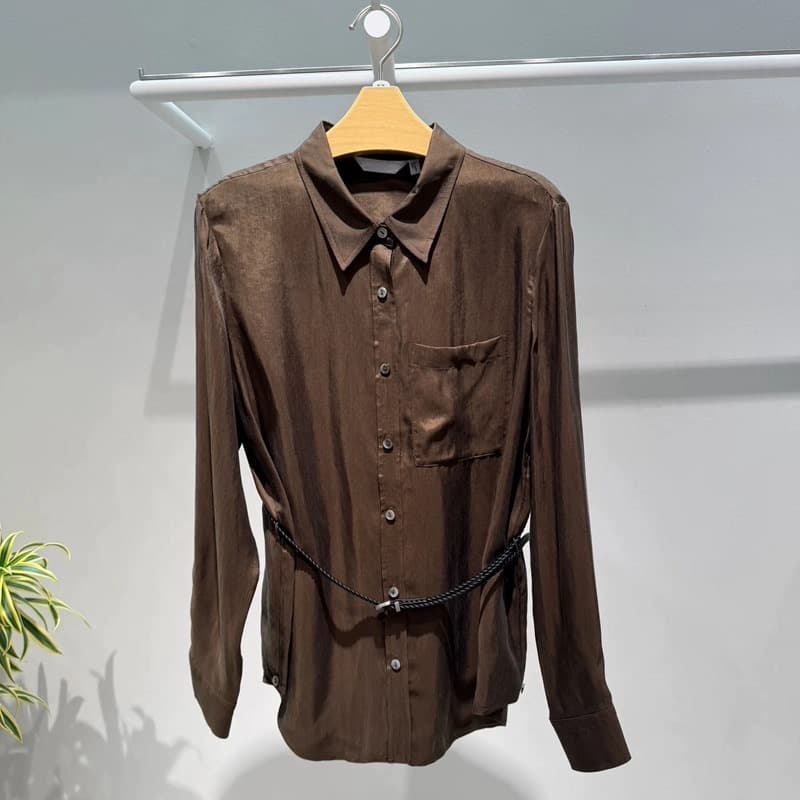 With Belt MM MaiMai 2026 Early Autumn New Merad Style Lapel Waist Shirt Women Top 5H7221231