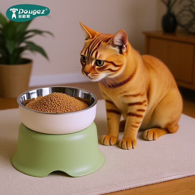 Cross-border Stainless Steel Dog Bowl Non-slip Pet Food Bowl Anti-tipping Cat Bowl No Black Chin Raised Cat Bowl