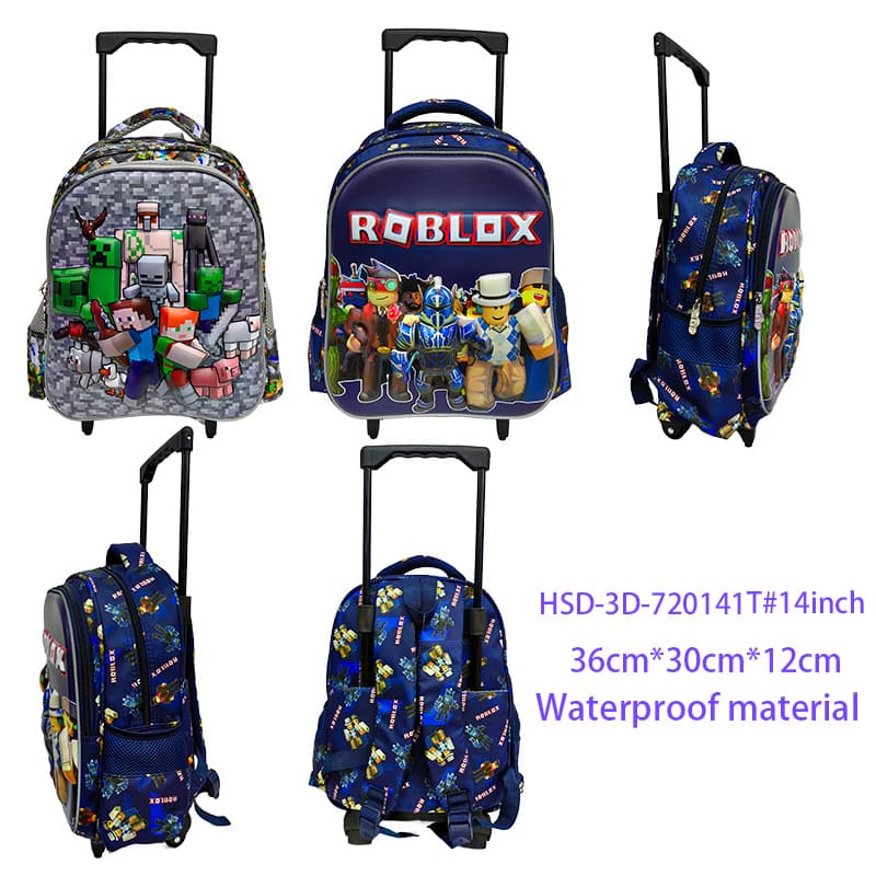 Minecraft Roblox Game Merchandise 3D Cross-Border Fixed Handle Rolling Luggage Travel Waterproof Large Capacity Bag