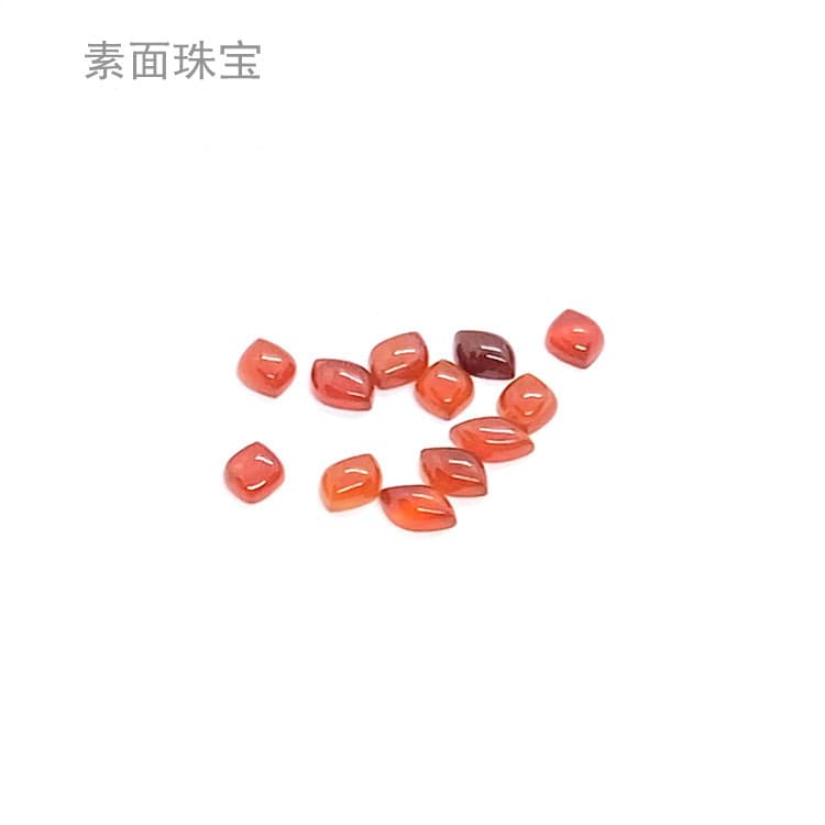 Wuzhou City plain jewelry processed agate available in red and green, specifications and dimensions in light luxury style
