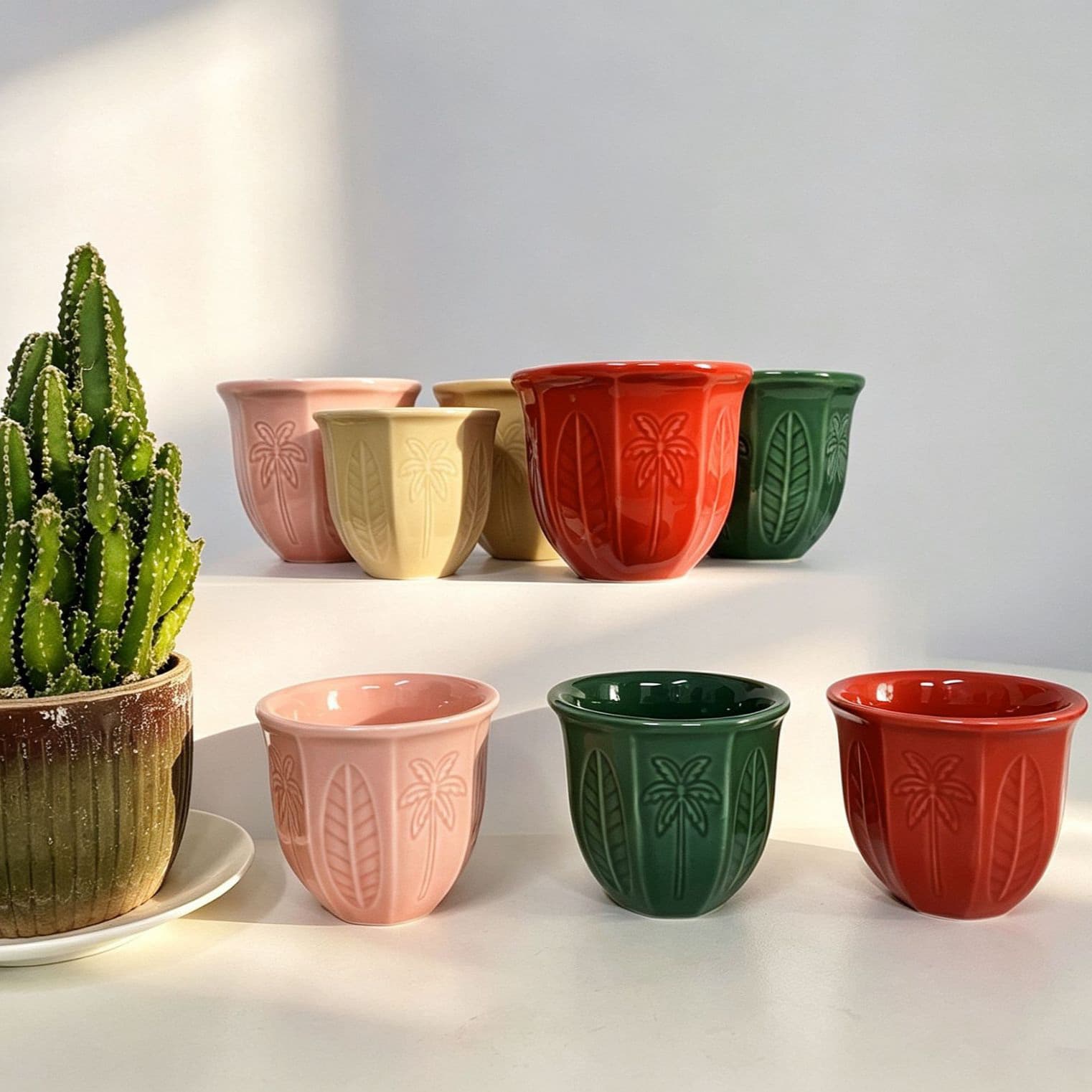 Cross-border Middle East Stoneware Espresso Cup Creative Ceramic Relief Date Palm Tree Arabic Style Ceramic Coffee Cup