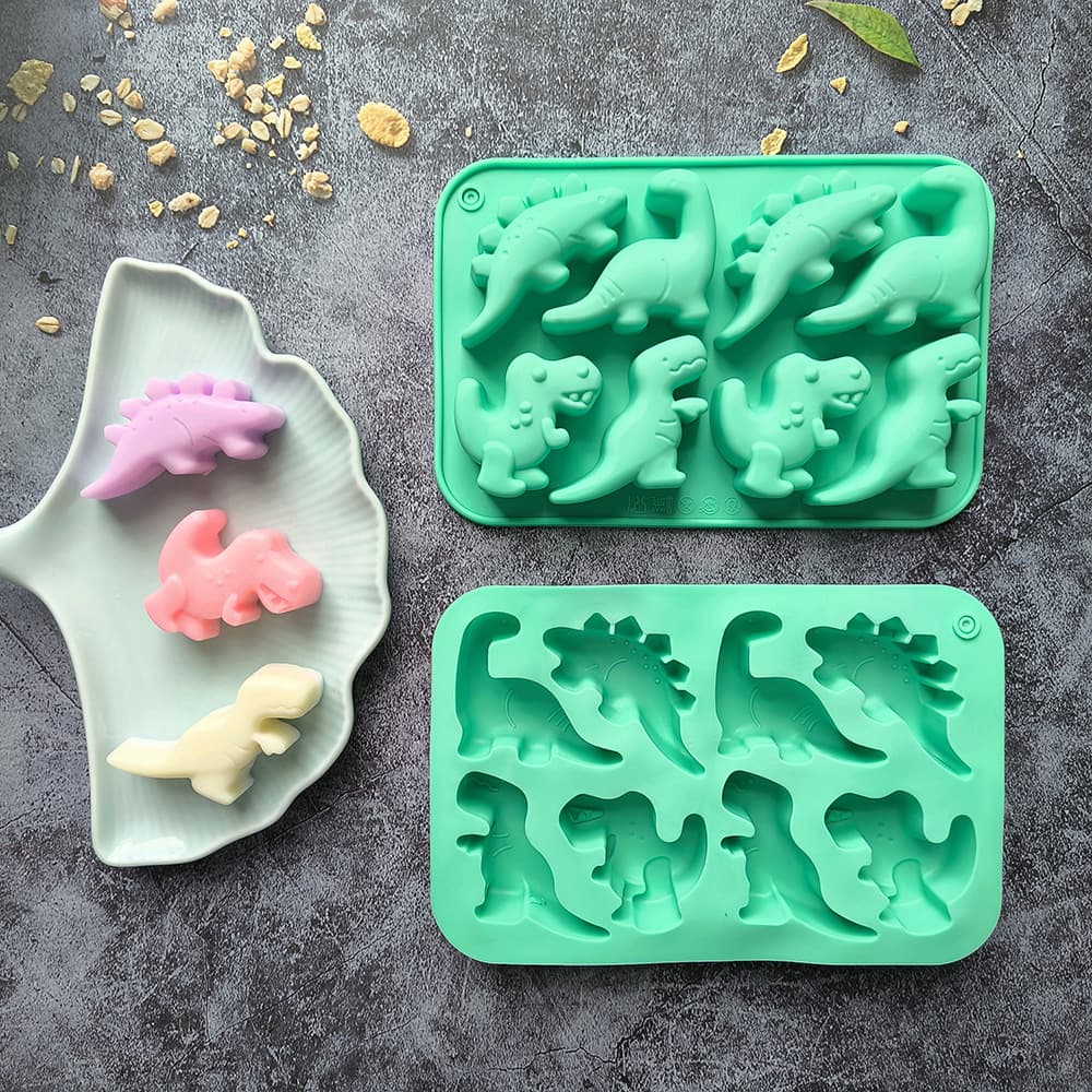 8-Piece Small Dinosaur 370 Silicone Mold 3D Animal Chocolate Candy Mold Cake Baking Mold