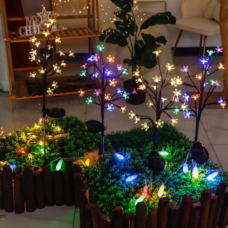 Solar Cherry Blossom Branch Ground Insert Lamp Lawn Light Solar Outdoor Waterproof IP65 Garden Decorative Light