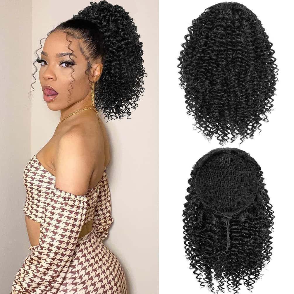 Wig Afro Jerry Curly Wig Short Curly Ponytail Drawstring Ponytail Hairpiece Wig Accessories