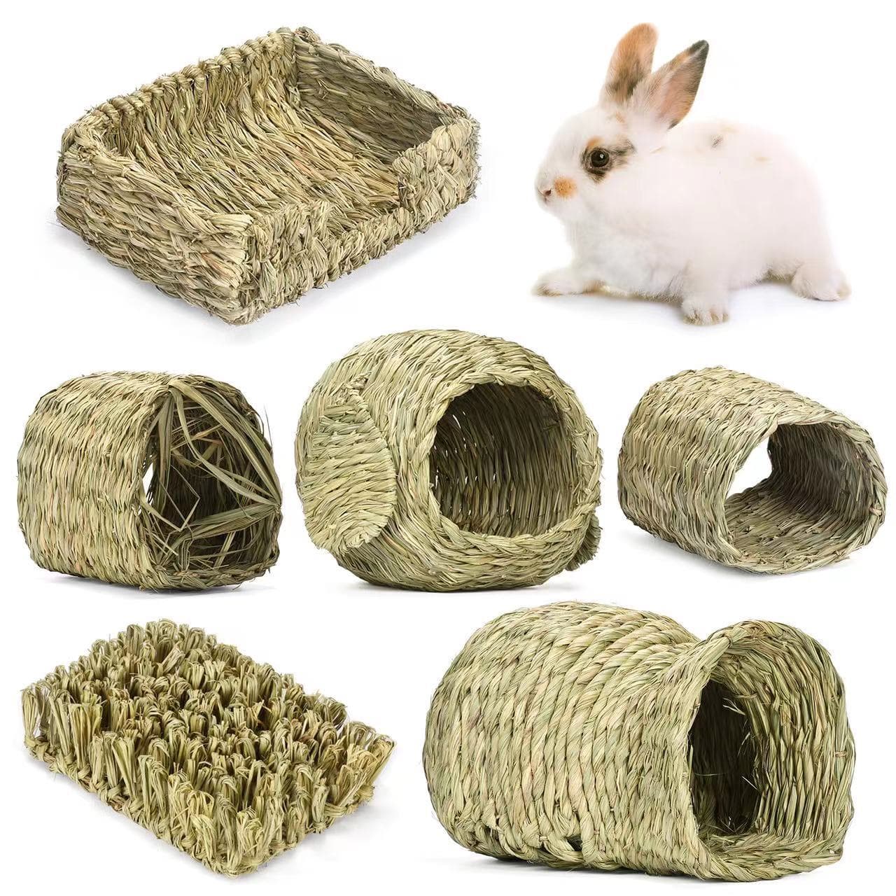 Natural Style Exotic Pet Breathable Rabbit Grass House Edible Stress Relief Toy Chinchilla Hamster Chewing Timothy Grass Nest