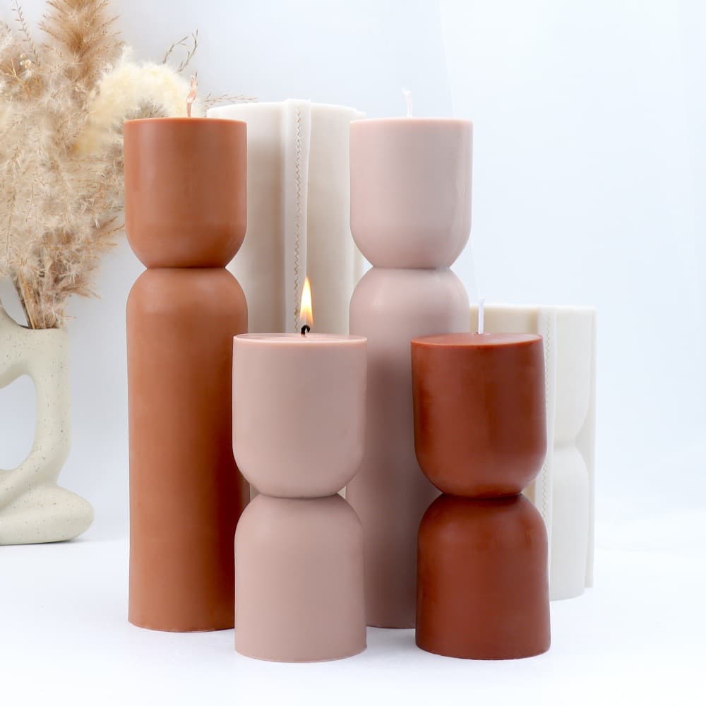 Cross-border Modern Minimalist Geometric Cylindrical Silica Gel Candle Mold Two-Piece Round Aromatherapy Candle Decoration Mold In Stock