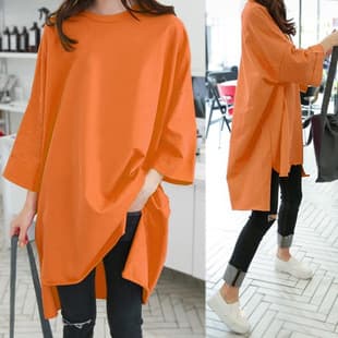American Heavyweight Loose Fit T-Shirt Women's Short Sleeve Summer Plus Size Mid-Length Bottom Disappearance Versatile Orange Top Ins Fashion