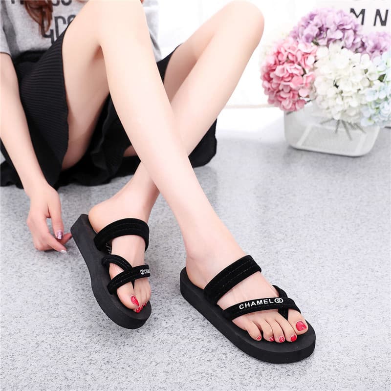 Mid-Heel Casual Beach Sandals for Women, Summer Flip Flops, Fashionable Thong Sandals for Outdoor Wear