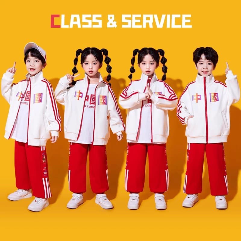 Chinese-style children's cheerleading performance wear for elementary and middle school sports day opening ceremonies, kindergarten performance class uniforms