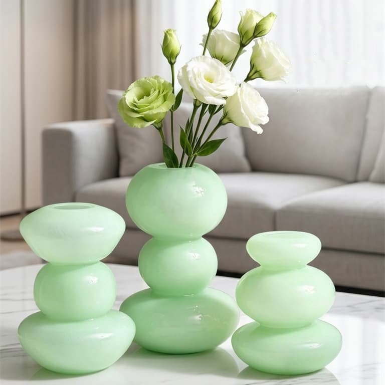 Premium Light Luxury Pebble Vase Decoration for Living Room Flower Arrangement Desktop TV Cabinet Trendy High-End Niche Ornament