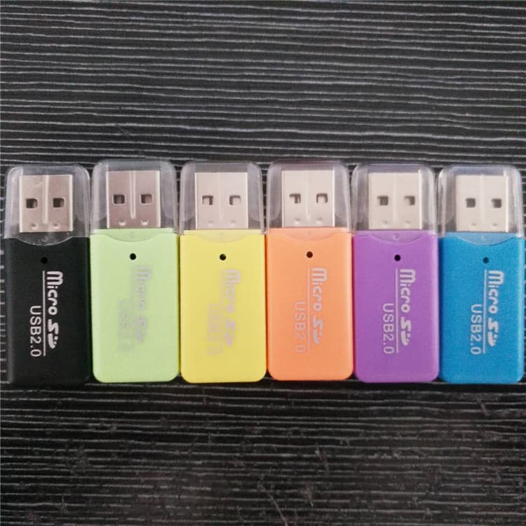 Factory wholesale cool-type card reader for microSD/TF cards/mobile phone memory cards, high-speed USB 2.0 card reader