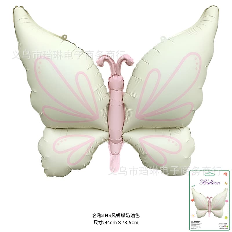 Card-packed, minimum order of one piece, matte butterfly aluminum film balloons, essential for party decoration, baby shower, birthday party setup, in stock.