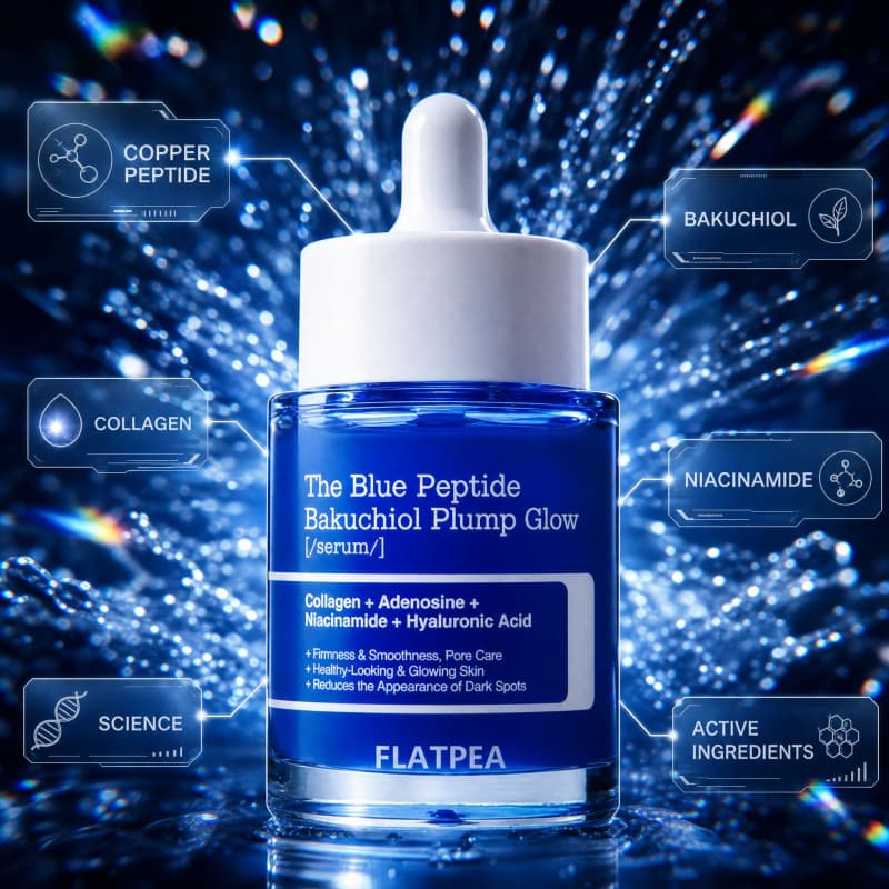 Custom GHK-Cu Blue Copper Peptide Face Serum Brightening Skin Collagen Niacinamide Serum