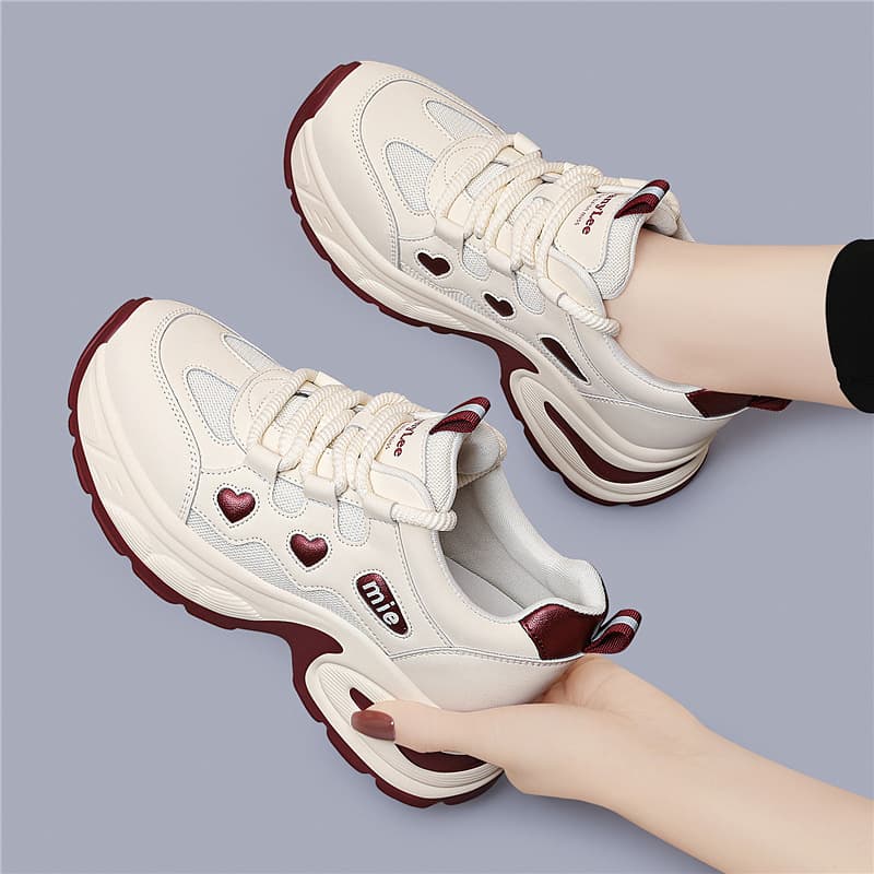 Golden Rabbit thick-soled dad shoes for women, shock-absorbing and heightening mesh, breathable 2025 spring and autumn Internet celebrity popular versatile sports shoes
