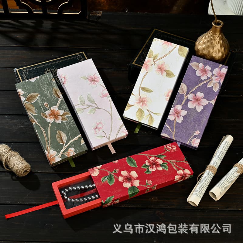 Chinese-style rectangular hairpin packaging box, transparent jewelry box, PE film necklace pendant box, small hanging ornament gift box