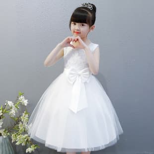 Summer Dress 2025 for Older and Middle Kids, Sleeveless Dress Children's Princess Gown, White Tulle Dress for Toddlers and Young Girls