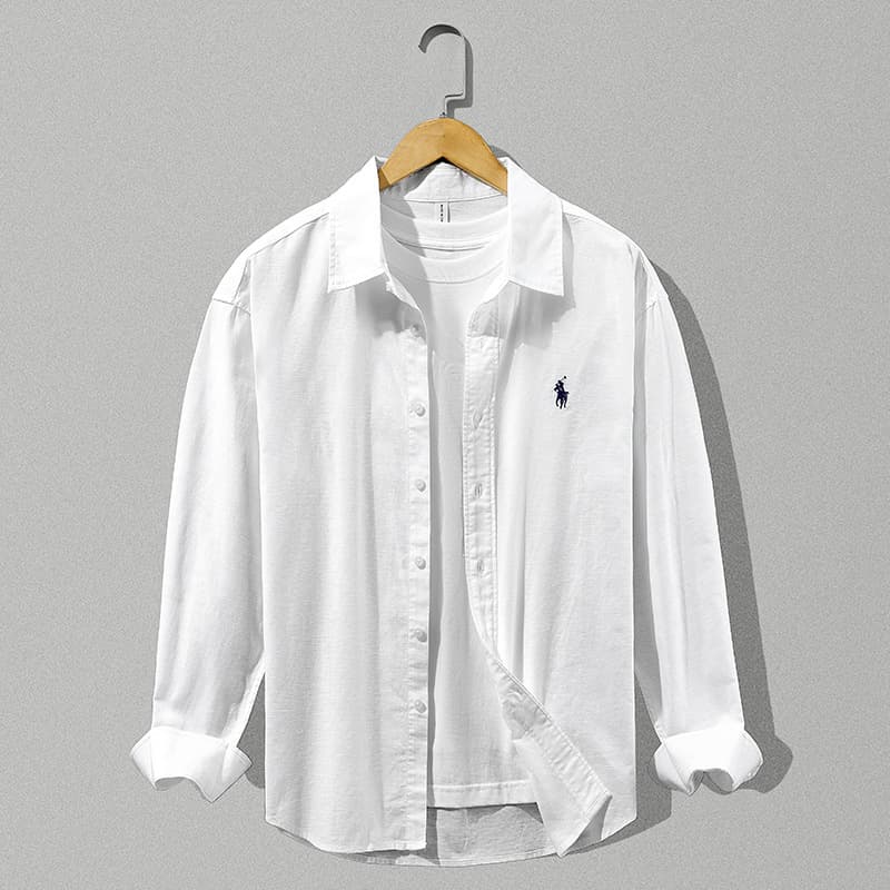 W813 Men's Autumn Cotton-Linen Long-Sleeve Casual Shirt, Japanese New Style, Simple, Handsome, Trendy, Loose, Versatile Shirt