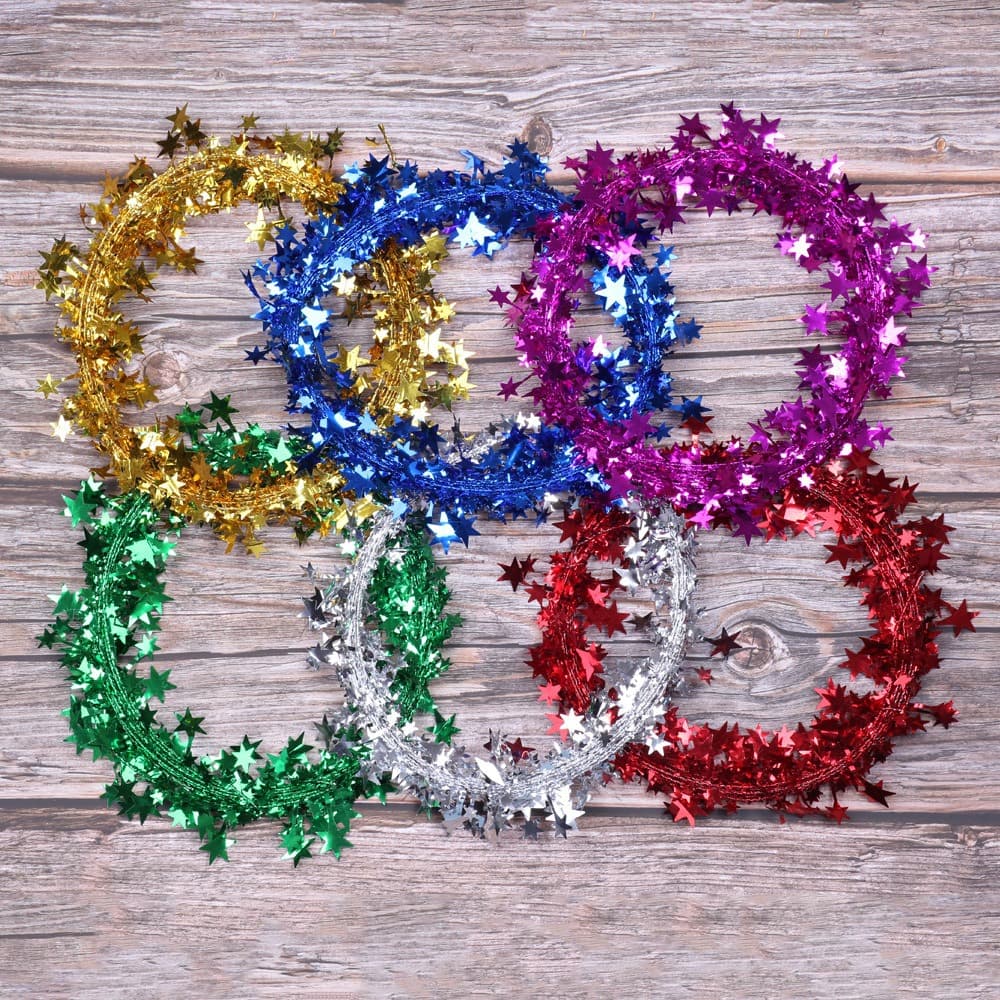 Christmas Decoration Wire Star Garland Ornament DIY Tree Accessory Five-Pointed Star Tinsel Twig