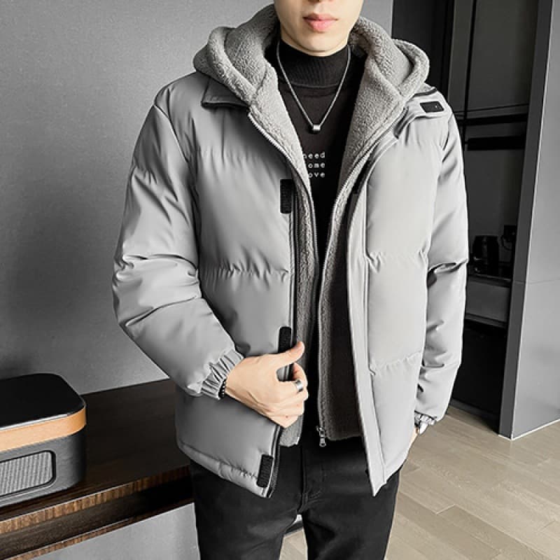 Men's Winter Thickened Coat Faux Two-Layer Short Puffer Jacket Men's Winter Wear Men's Fleece Cotton Coat