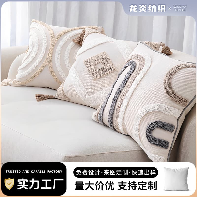 Cross-border Cotton Linen Bohemian Ins Style Throw Pillow, Sofa Back Cushion, Bed Headrest, Window Sill Tassel Cushion Cover Wholesale