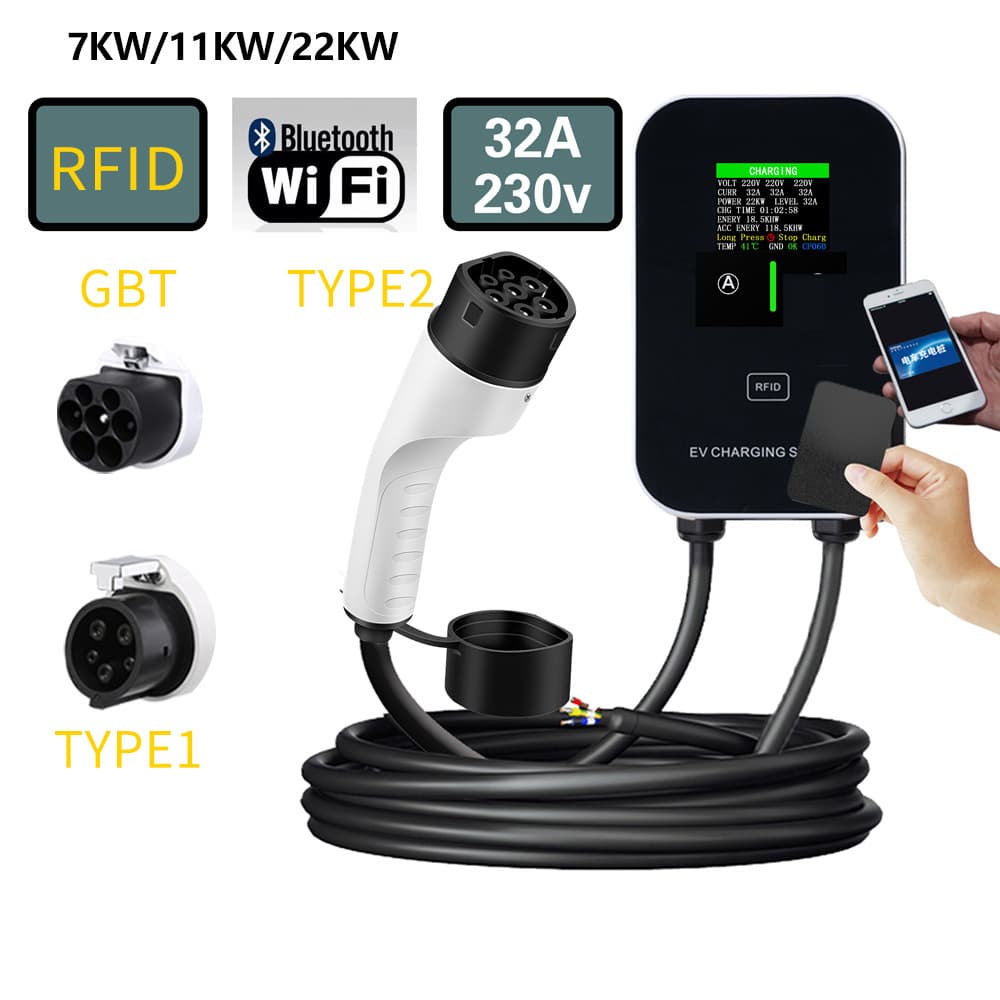 European Standard TYPE2 American Standard TYPE1 AC Charging Station 7/11/22KW New Energy Electric Vehicle Wall-mounted Charging