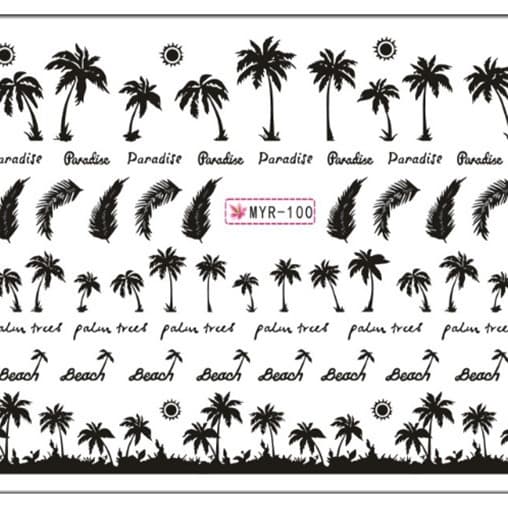 Coconut Tree Nail Art Stickers Cross-border E-commerce Watermark Coconut Tree Beach Coconut Tree Nail Art Stickers MYR097-100