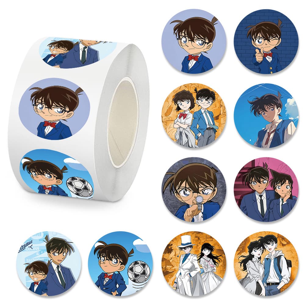 500 stickers/roll anime Detective Conan roll stickers reward stickers cross-border decorative sealing tape wholesale