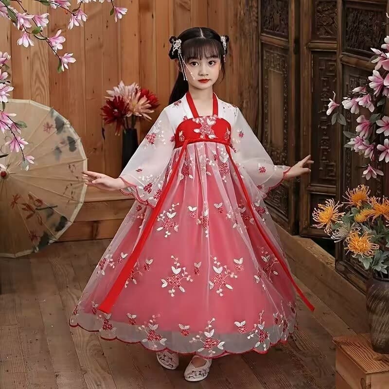 Children's Hanfu Girls' Summer Super Fairy Dress Ancient Costume Clothes Chinese Style Children's Set Girls' Ancient Fairy Dress