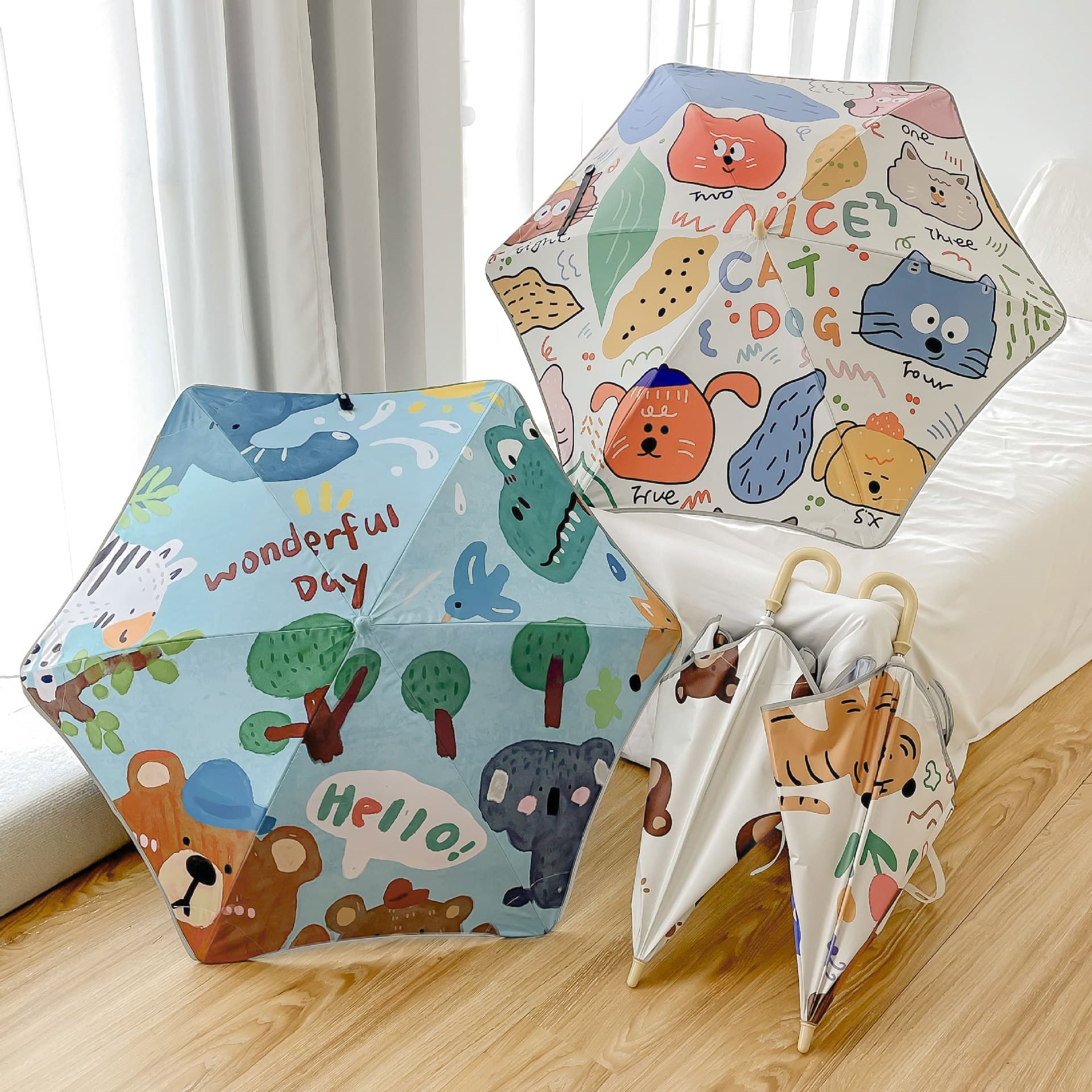 Long Handle Safety Rounded-edge Children's Umbrella, Dual-use Sun and Rain Umbrella for Boys and Girls, School-specific Kindergarten Baby Ultra-light Umbrella