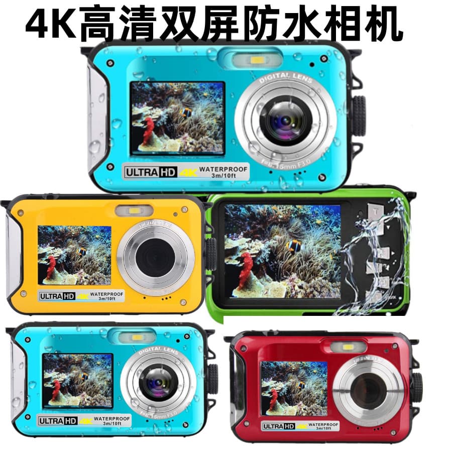 4K HD Dual Screen Diving Waterproof Digital Camera 48MP 16X Digital Zoom Flashlight Camcorder HD368A