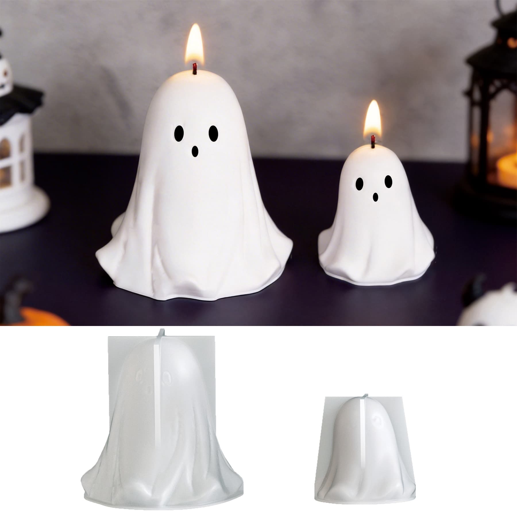 Halloween ghost candle silicone mold 3D three-dimensional ghost scented candle mold handmade DIY plaster mold