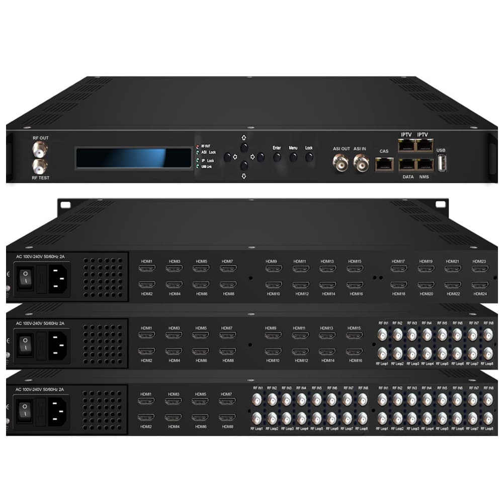 Hotel digital TV IPTV system, HDMI/DVBS2 to IP or RF, DVBT/C ISDBT modulator