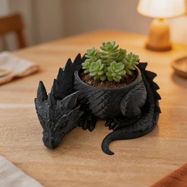 Bestselling 3D Printed Creative Sleeping Dragon Succulent Planter Desktop Decoration Gift