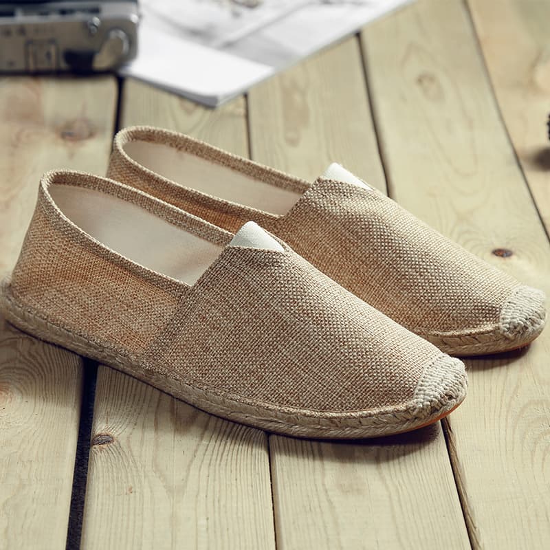 [In Stock] Retro Trendy Breathable Canvas Shoes Summer Linen Men's Fisherman Shoes Casual Slip-On Cotton Linen Durable