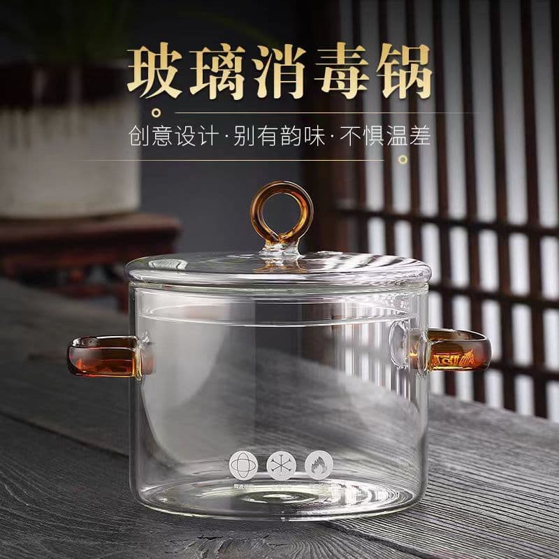 Borosilicate Glass Stew Pot for Home Use, Transparent Cooking Pot for Gas Open Flame, High Temperature Resistant, Small Clay Pot, Mini Soup Bowl