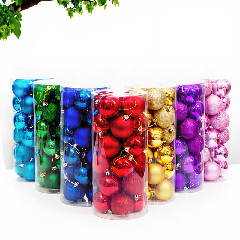 Christmas Decorations 3cm 4cm Christmas Balls 24 Pack Tree Ornaments Bucket Square Box Mixed Plastic Electroplated Balls