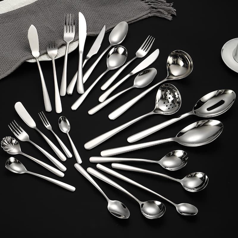 Thickened 304 stainless steel tableware knife, fork and spoon Elegant series thick handle spoon fork Western food tableware set