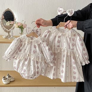 26 Spring Baby Clothes Baby Lace Trim Bodysuit Girl Ins Dress Spring New Year Dress