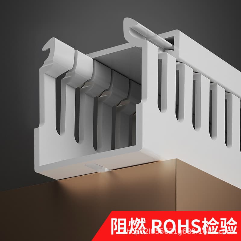 PVC gray cable tray with coarse teeth, surface-mounted plastic distribution box wiring tray for network cables and electrical cables, flame-retardant PVC cable tray.