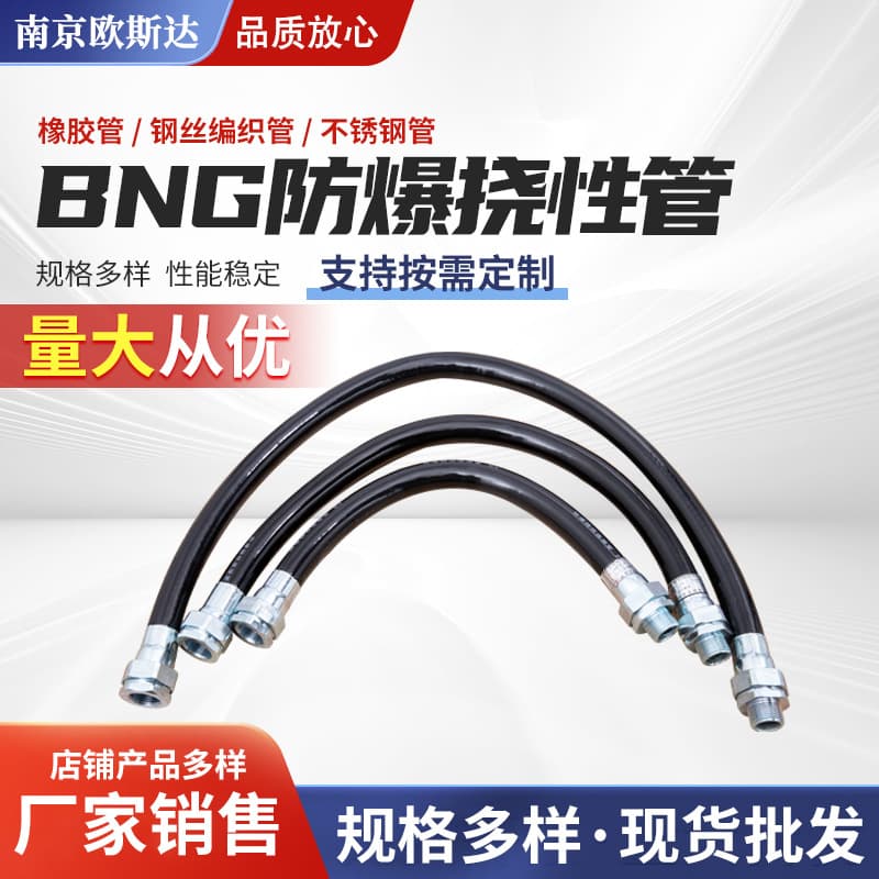 BNG explosion-proof flexible conduit DN20 explosion-proof flexible connection pipe, 1/2" 3/4" stainless steel wiring rubber hose manufacturer