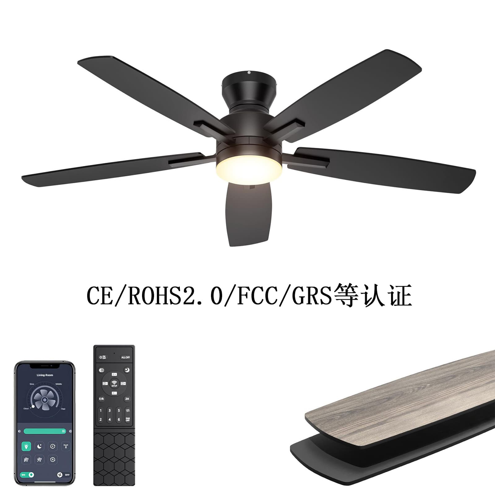 Original factory fan light, minimalist modern living room ceiling fan light, cross-border Japanese standard direct blade fan light, plug-in blade fan light