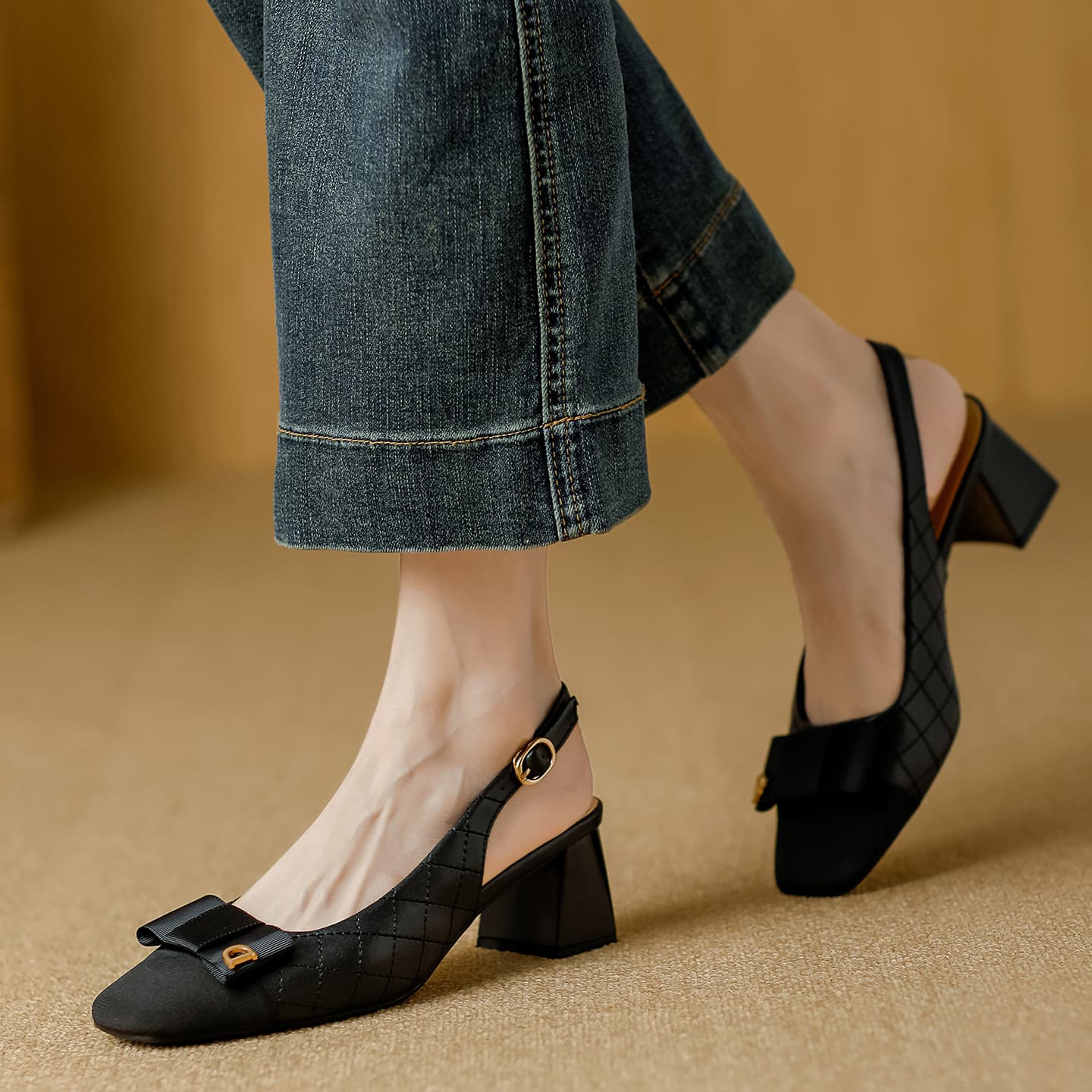 Women's Square Toe Chunky Heel Sandals 2025, Closed Toe Mid Heel Low-Cut Shoes, Retro Roman Toe