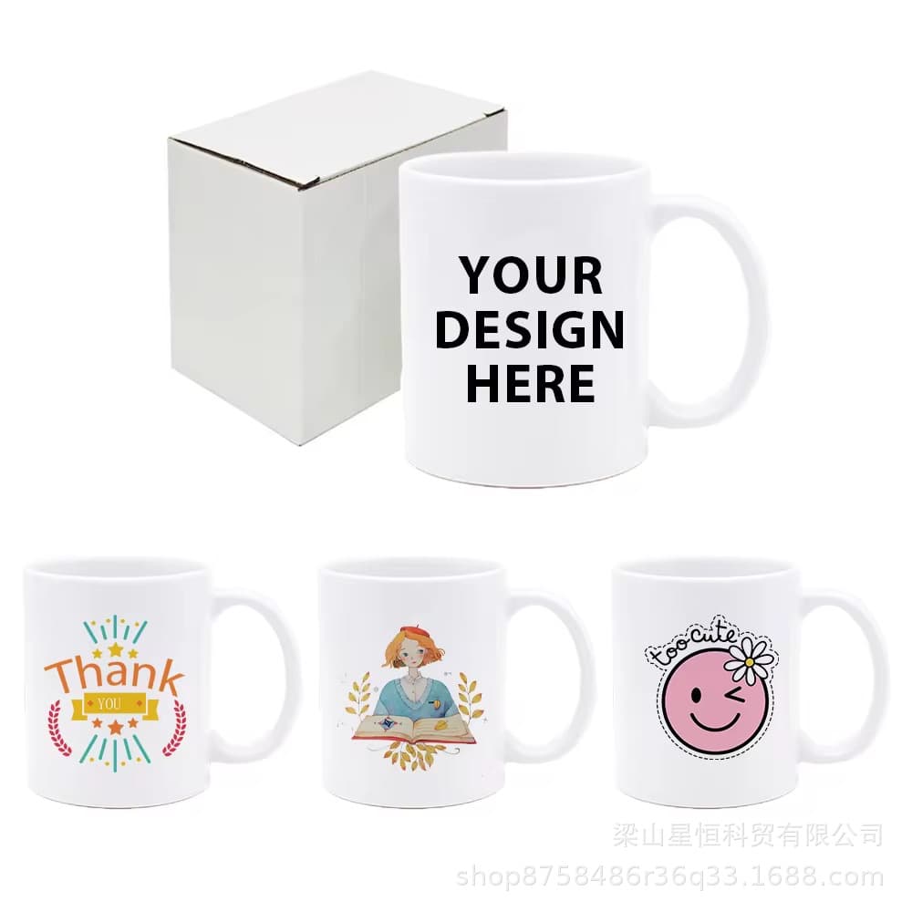 Heat Transfer Coated Ceramic Mug, Logo, Simple Cross-Border Gift, Wholesale, Mark Cup, Ceramic Water Cup