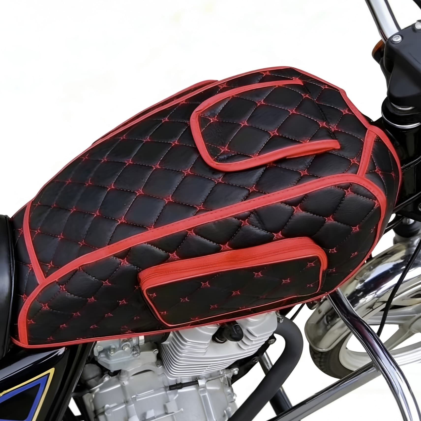Motorcycle Fuel Tank Cover 125 Men's Straddle Leather Embroidered Fuel Tank Bag Sun Protection Wear-Resistant Universal Fuel Tank Cover