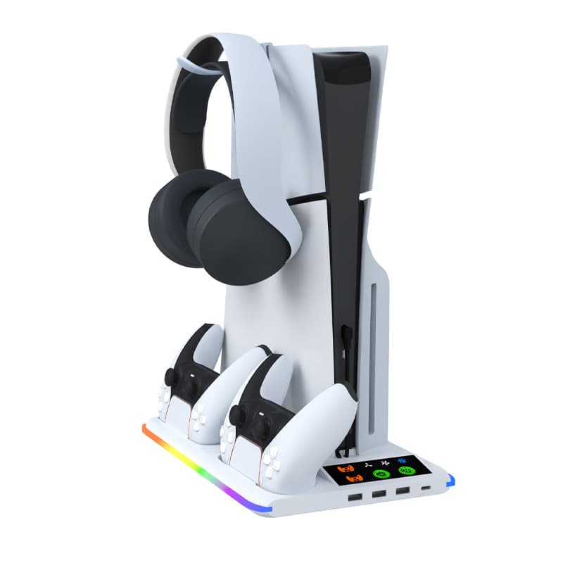 PS5 Slim Disc Drive Version Digital Console Heat Fan Base P5 Handle Dual Seat Headset Stand Accessories Motorcycle Electronics
