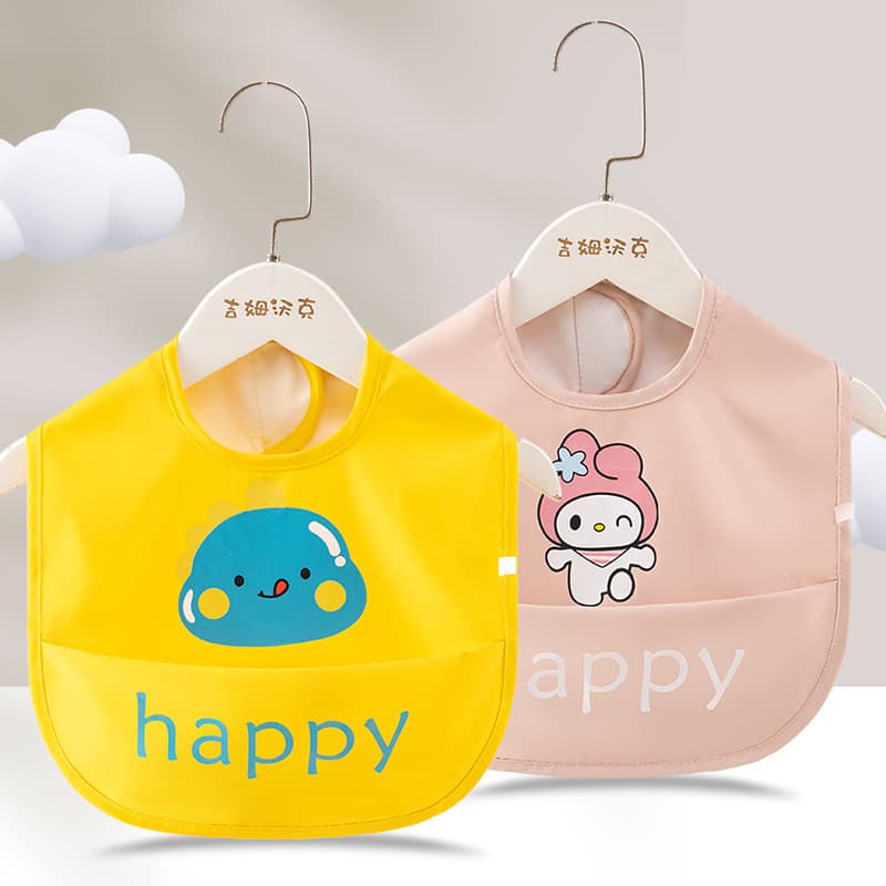 Children's Eating Bib Smock Bib Waterproof Eating Sleeveless Velcro Reverse Dressing Male and Female Baby Food Supplement Bib