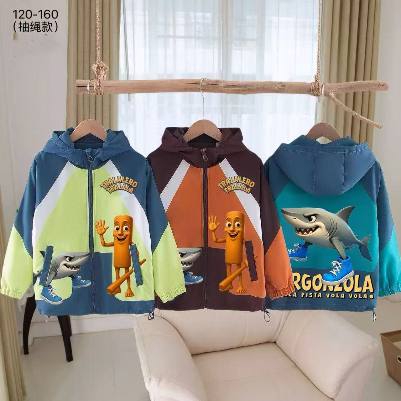 Exclusive Hot Seller for Southeast Asia - Tongtongge Stick Figure Unisex Kids Windbreaker, Medium to Large Size Autumn Trench Coat