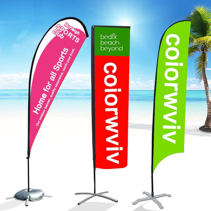 Cross-border Beach Flag Teardrop Flag Outdoor Advertising Flag Double-sided Drop Flag Square Amazon Export Flag